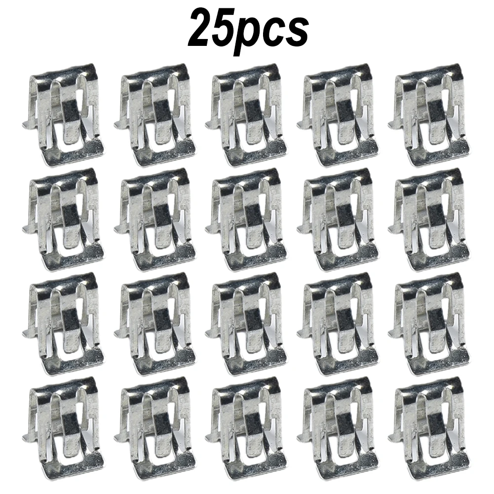 

25Pcs Metal Fastener Clips Cars Retainer Moulding Trim Accessory Dashboard Side Panel Audio Clips Interior Accessories