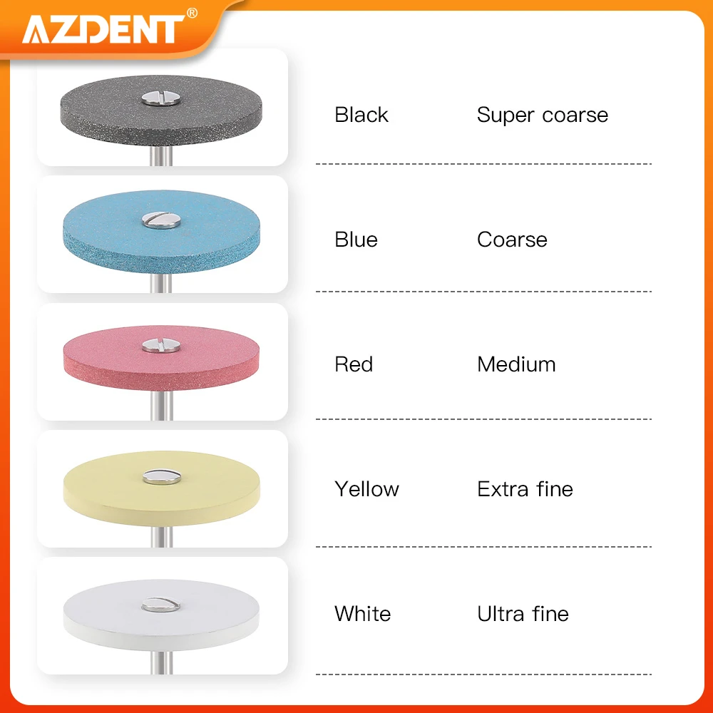 Dental Rubber Diamond Polisher Wheel AZDENT HP 2.35mm Smoothing Polishing Zirconia Porcelain Precious Metal Size 26*2mm 22*3mm