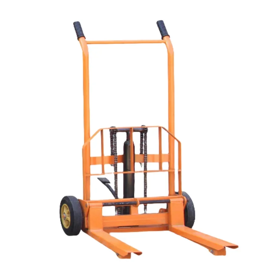 1.2m Micro Forklift Trolley 260kg Dynamic Stacker Car Hydraulic Pallet Driver Manual Wheelbarrow for Small Household Platform 3
