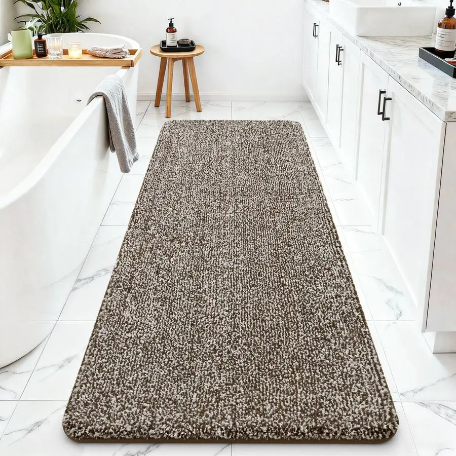 

Bathroom Runner Rugs 24x60, Super Absorbent Microfiber Large Bath Mat, NonSlip Long Shower Rug with TPR Backing, Thick Plush Mac