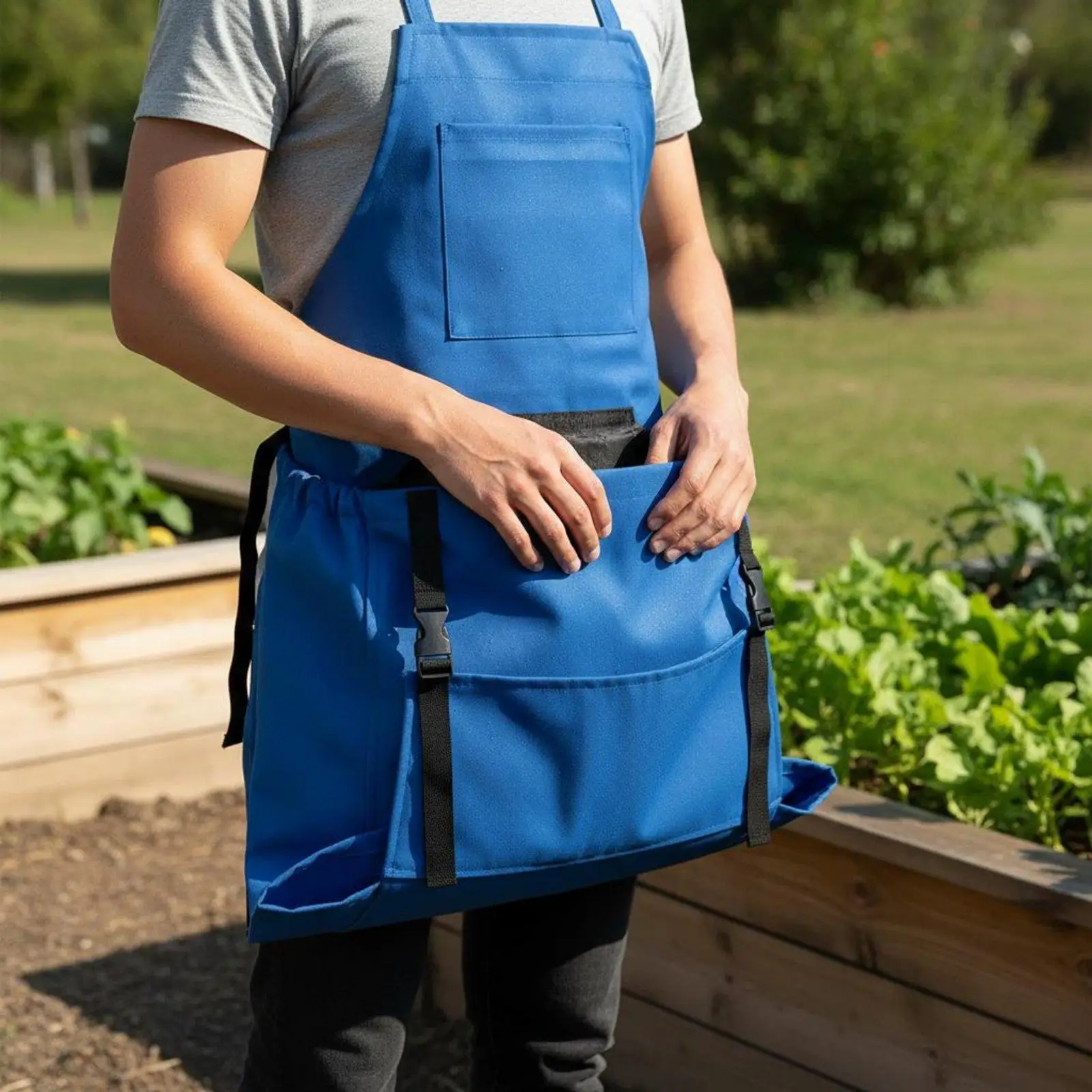Waterproof Gardening Apron with Quick Release System Multi Utility Harvest Pouch for Farmers and Gardeners
