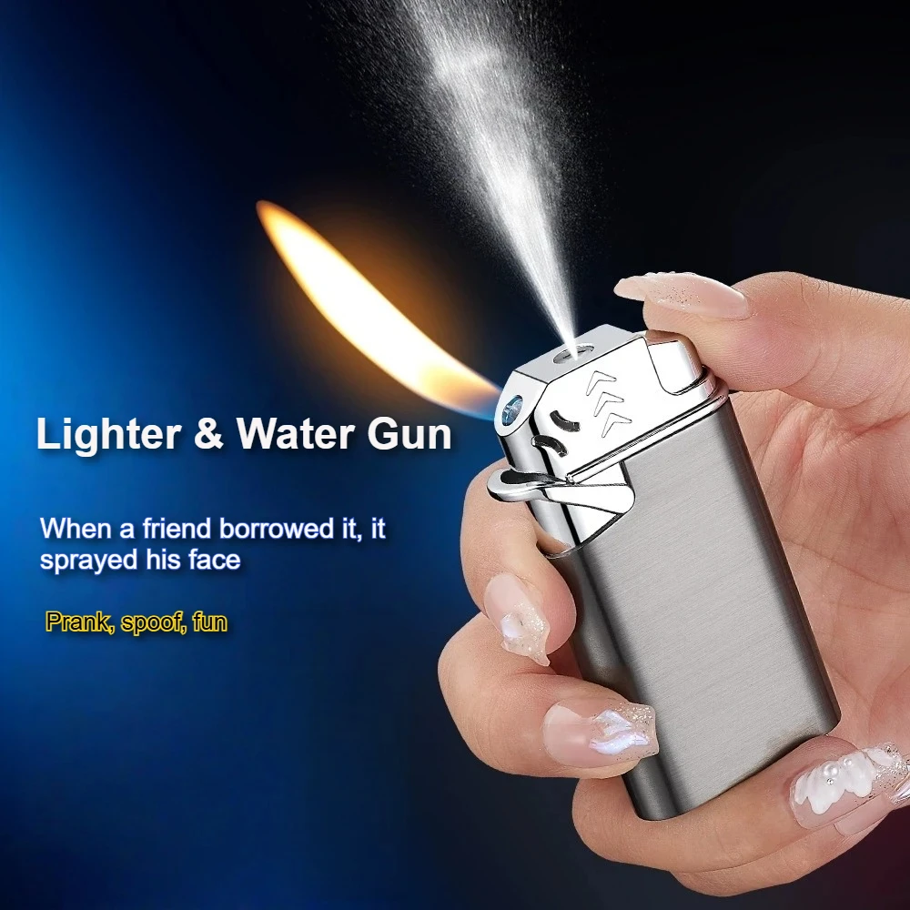 

Portable Metal Inflatable Lighters for Somker That Sprays Water New Prank Open Flame Personalized Lighter Cigarette Accessories