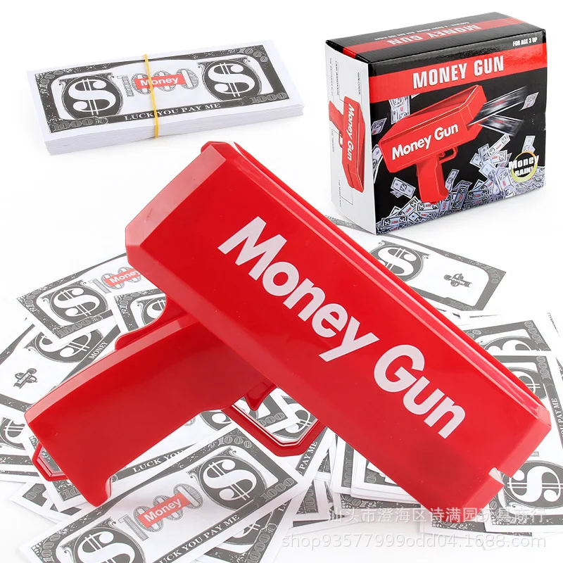 100PCS Cash Cannon Banknote Super Money Gun Shooter Toys For Money Spray Gun Shooting Game Party Game Wedding Birthday Party Chr