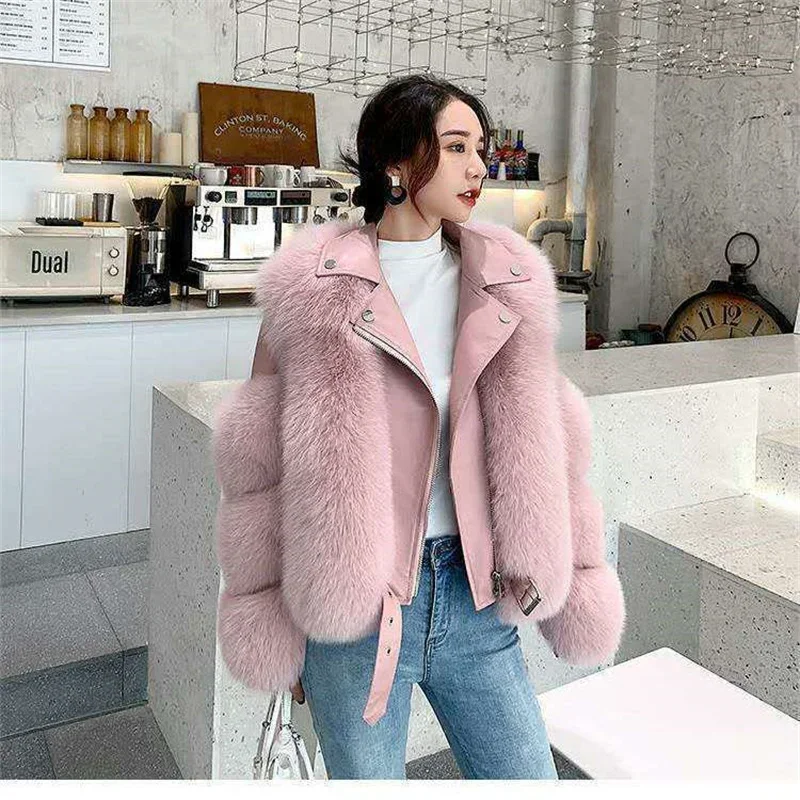 Pop In Online Celebrity Winter Women New Full-Skin Fur Coat 2025 Female With High Imitation Fox Fur For Temperament Slim Fur Jac