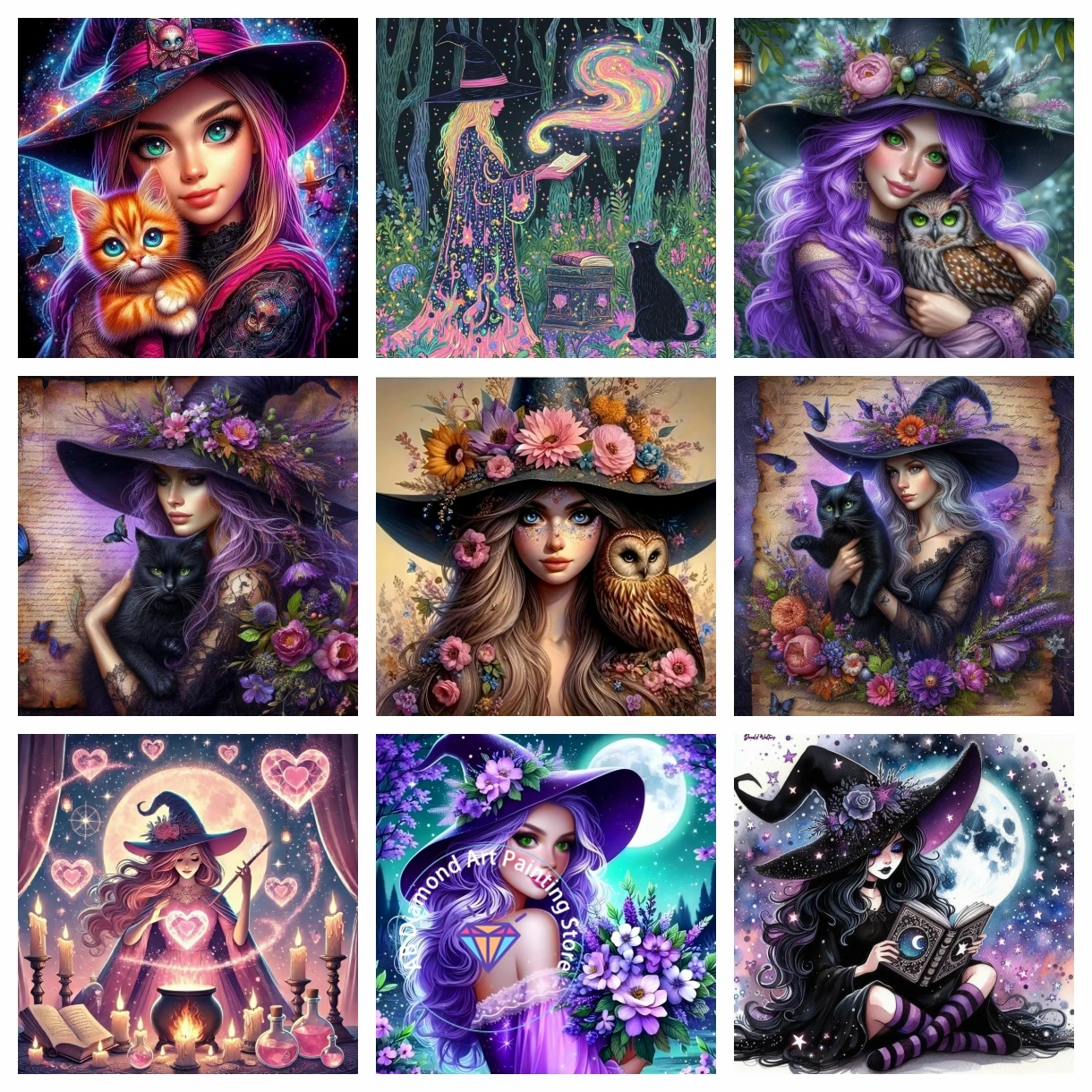 

Gothic Style Beautiful Witch Fairy Tale AB Diamond Painting Kit DIY Diamond Embroidery Handmade Art Gift Crafts Home Decoration