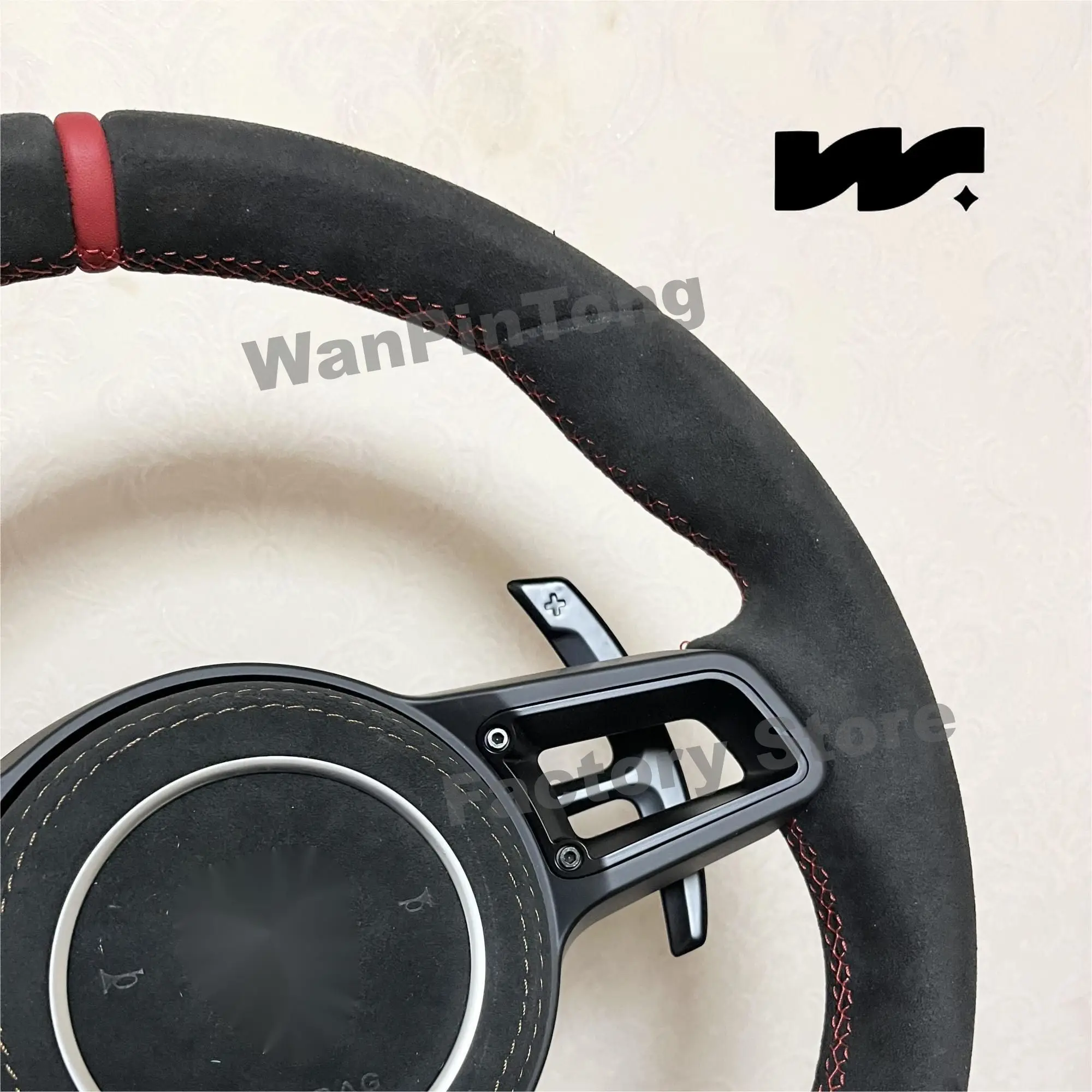 Pasuje do Porsche Custom Style Alcantara Red Return Mark Steering Wheel Macan Cayenne 911 718 958Cayman Panamera Model Series