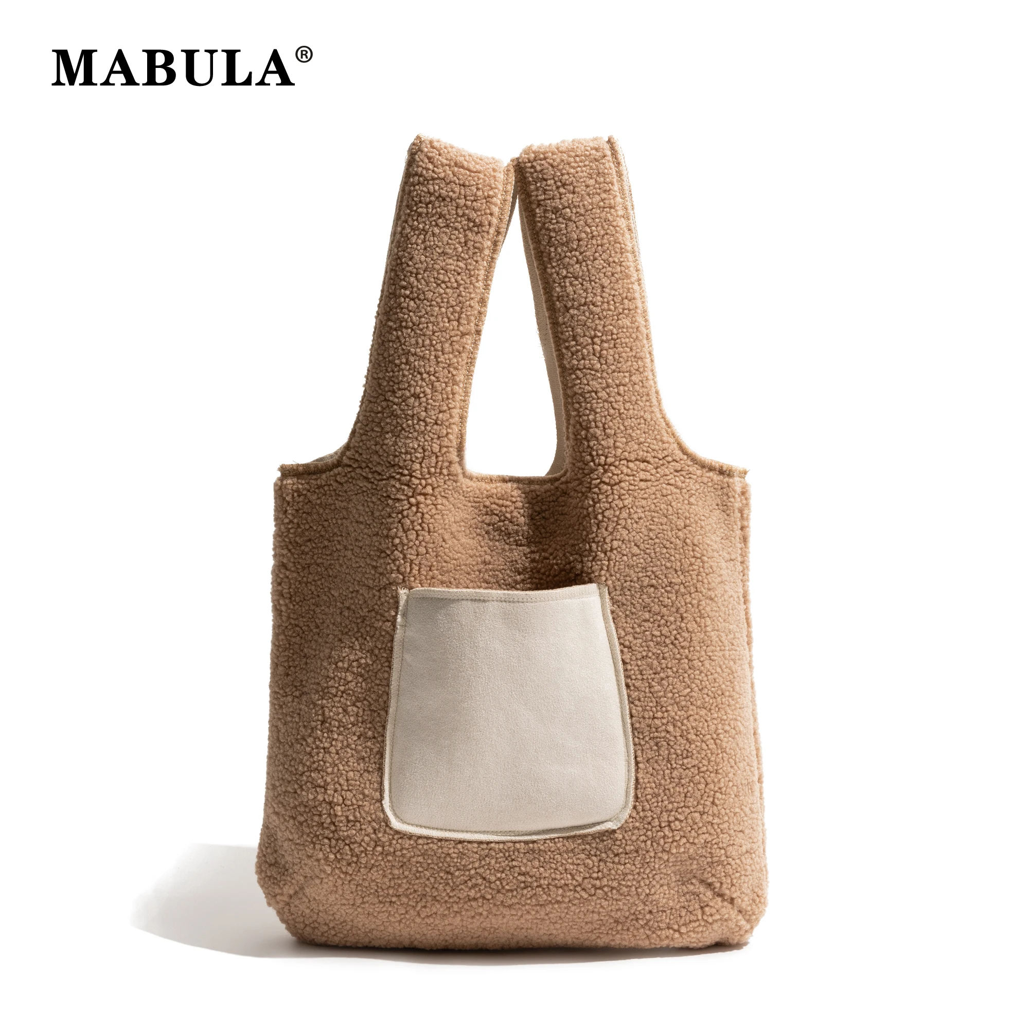 

MABULA Winter Lamb Fabric Clutch Bag Plush Small Pocket Women Fashion Cell Phone Purse Lightweight Portable Ladies Shopping Bag