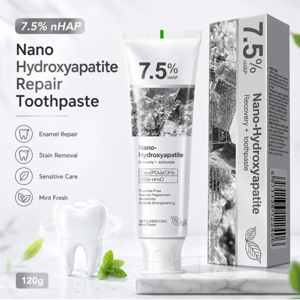 Hydroxapatite Sensitive Toothpaste Remineralizing Stain Remover Mint Refreshing Breath Daily Oral Hygiene Care