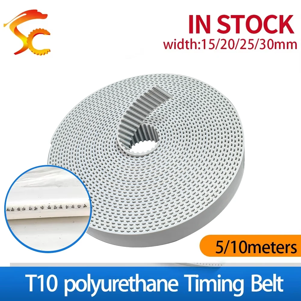 

T10 timing belt T10-25mm pitch=10mm Width 15/20/25/30mm T10 open timing belt PU with steel core Metric trapezoidal