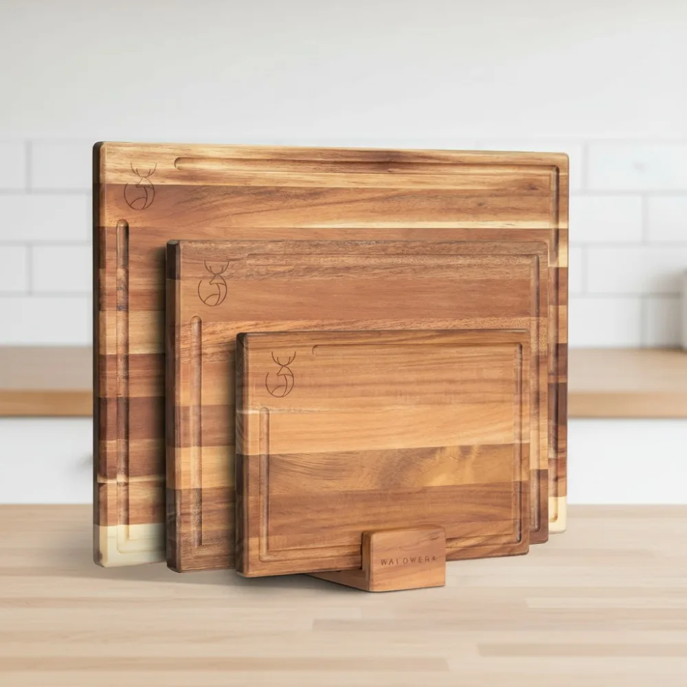 

Набор разделочных досок из дерева акации с пазом для сока и подставкой — сверхстойкие кухонные разделочные доски для домашних кухонных досок