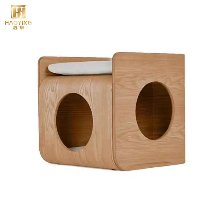 

Nordic Wood Cat House Pet Houses Modern Cat Furniture Luxury Wooden Pet Bed Cat Houses & Furniture