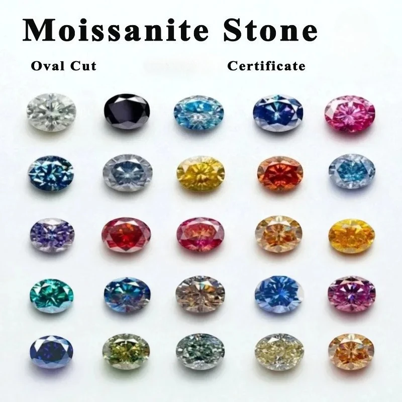 Moissanit-Stein, ovaler Schliff, natürliche graue gelbe Farbe, hochwertige DIY-Charms, Schmuckherstellung, Hauptmaterialien mit Zertifikat – Detail 7