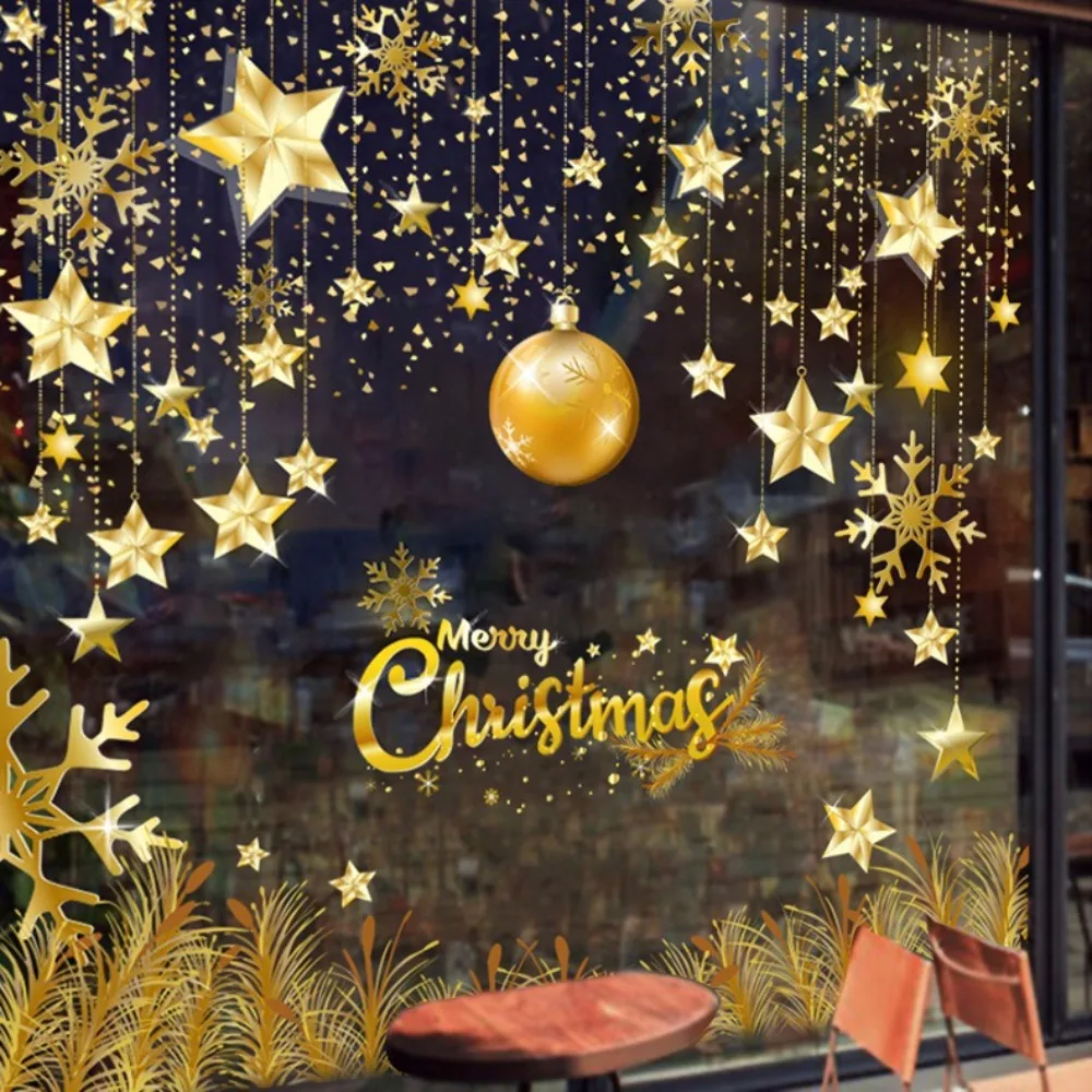 PVC Christmas Window Stickers Reusable Electrostatic Christmas Window Decals Whole Sheet Christmas Glass Window Stickers