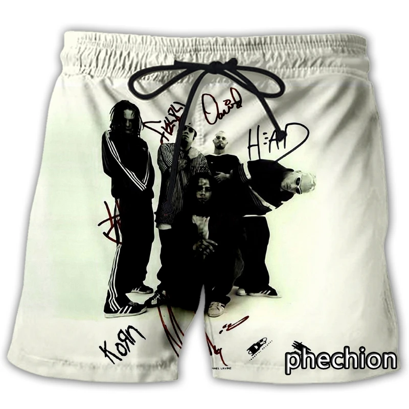 phechion New Fashion Men/Women Korn Band 3D Print Casual Shorts Novelty Streetwear Men Loose Sporting Shorts L163