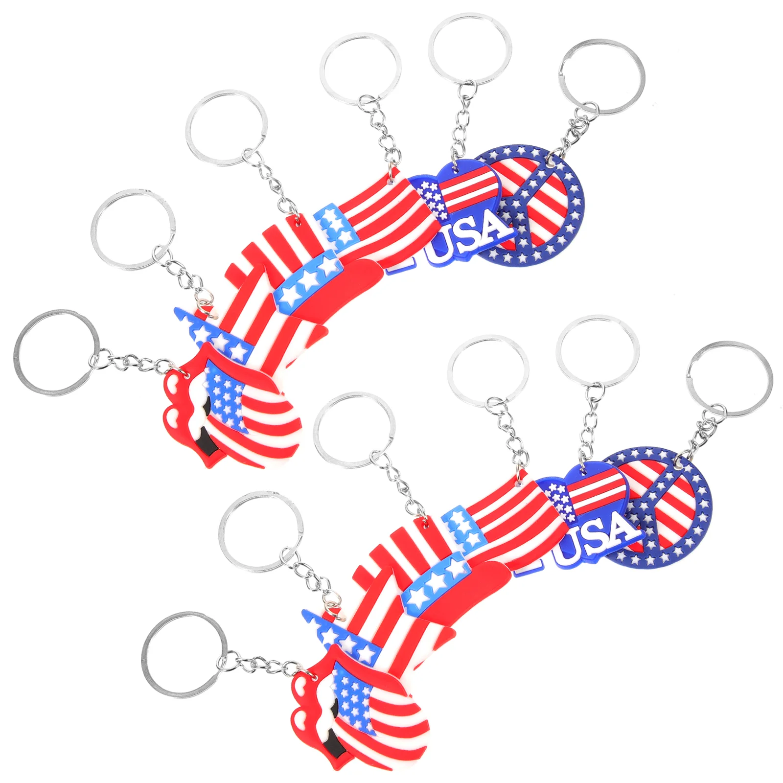 12pcs Key Rings American Flag Keychains Souvenir Usa Flag Key Chains 4th of July Pendants patriotic party favors