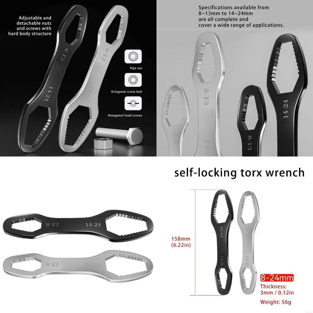 

964e 2pcs Карманный размер регулируемый универсальный набор инструментов гаечного ключа для двойного гаечного ключа с гайкой мм