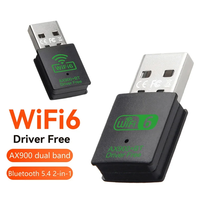 

"Dual Band Wireless Wlan USB Adapter, Driver Free 2.4G 5GHz Dongle, WiFi 6 Network 900Mbps, 1 Piece with Bluetooth 5.4