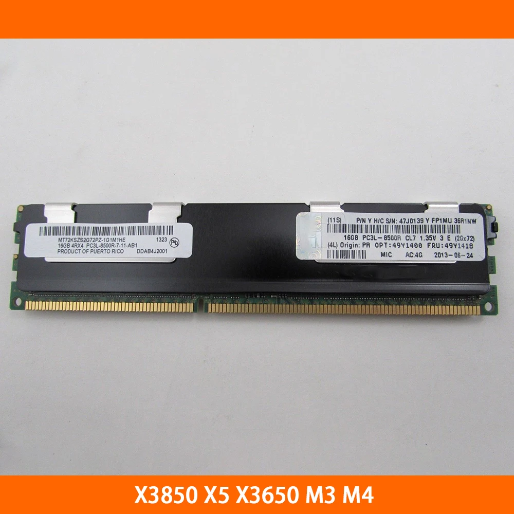 1PCS Server Memory For IBM X3850 X5 X3650 M3 M4 49Y1400 49Y1418 16G DDR3 1066 Fully Tested