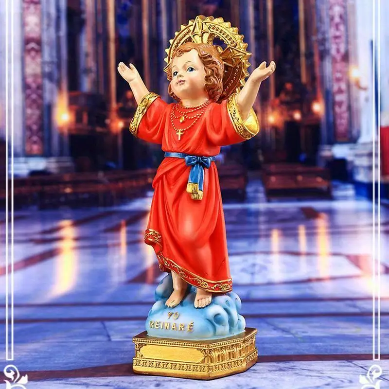 Estátua do Divino Menino Jesus em Resina, Escultura Religiosa Católica para Batismo, Primeira Comunhão e Decoração de Casa