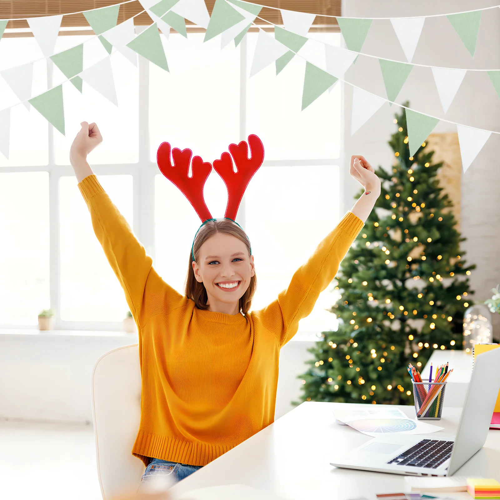 

42 pcs Birthday Bunting Triangle Flags Cotton Pennant Banner For Party Baby Shower Classroom Holiday Decoration Boho Party