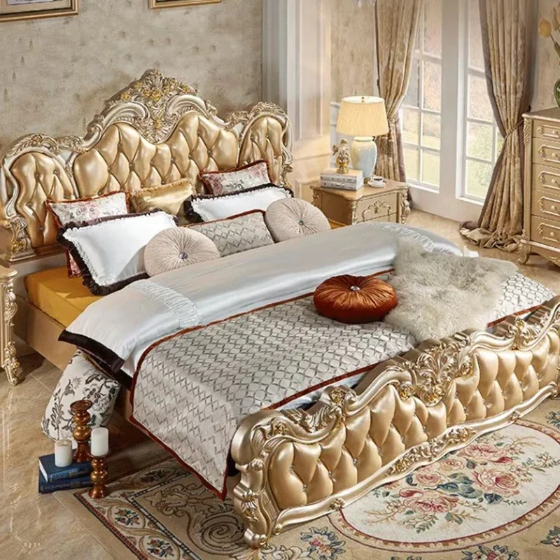 Unique Vintage Bed Aesthetic Modern Nordic Bedroom Double Bed King Multifunctional Luxury Camas Matrimonial Home Furniture