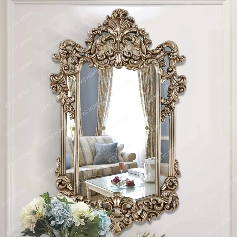 XX retro style carved bathroom mirror bedroom makeup mirror living room wall decorative mirror