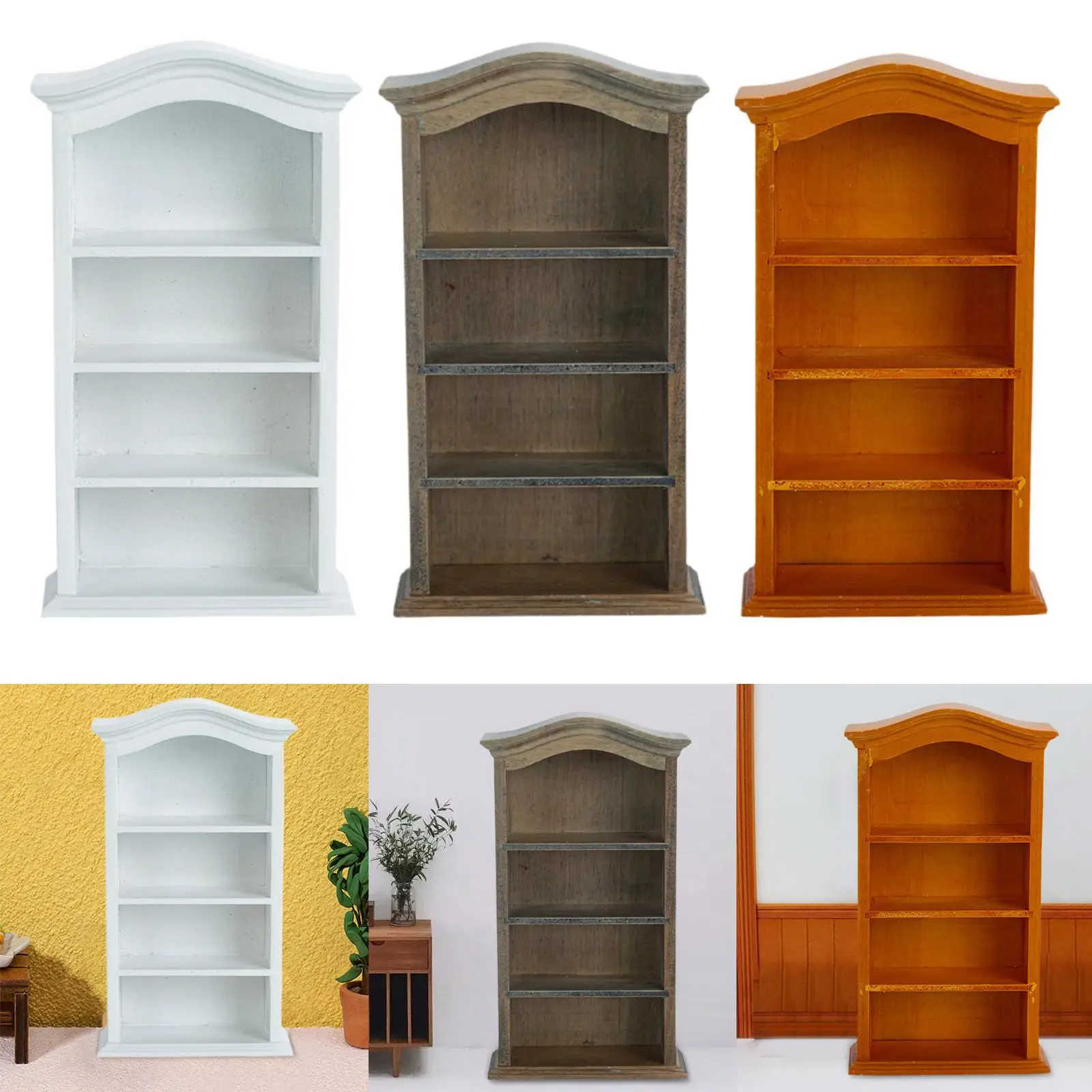 Estante de casa de bonecas em miniatura, decoração de casa de bonecas para paisagem em miniatura, 4 camadas, estante de casa de bonecas resistente feita de madeira