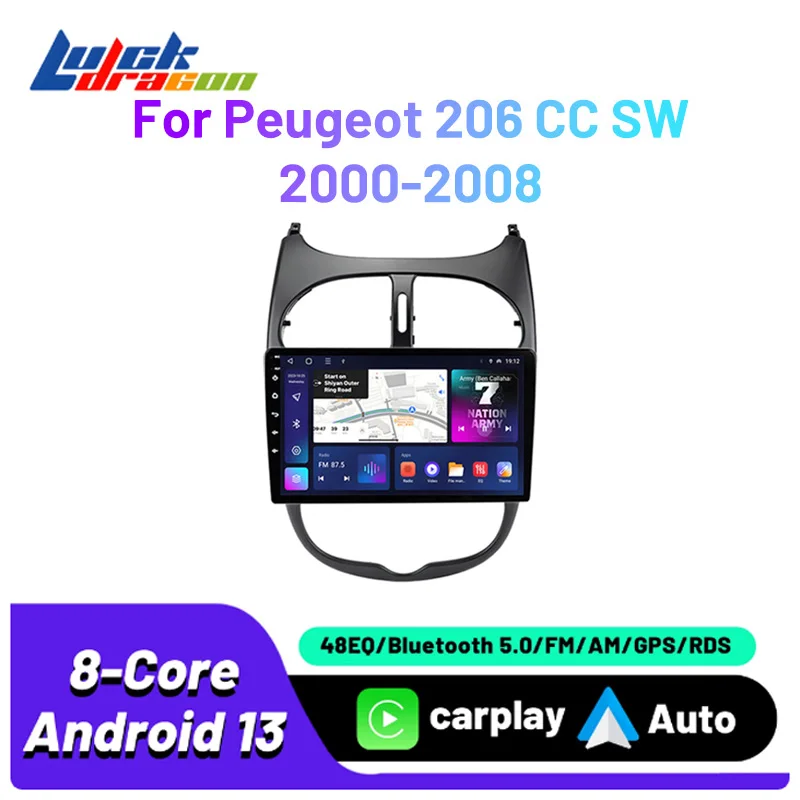 Multimedia Automotive Carplay Android Auto Wireless For Peugeot 206 206CC 206SW 2000-2008 Bluetooth wifi gps Car Video Stereo