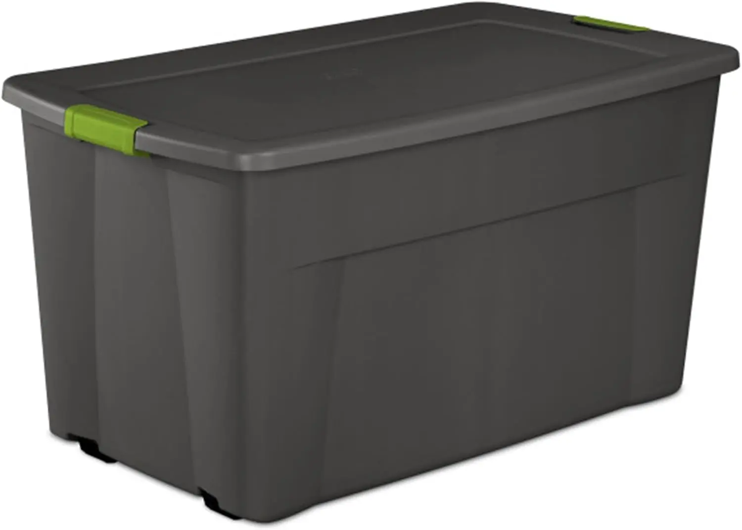 Sterilite 45 Gal Wheeled Latch Tote, Stackable Storage Bin with Latching Lid, Plastic Container to Organize Basement, Gray Base