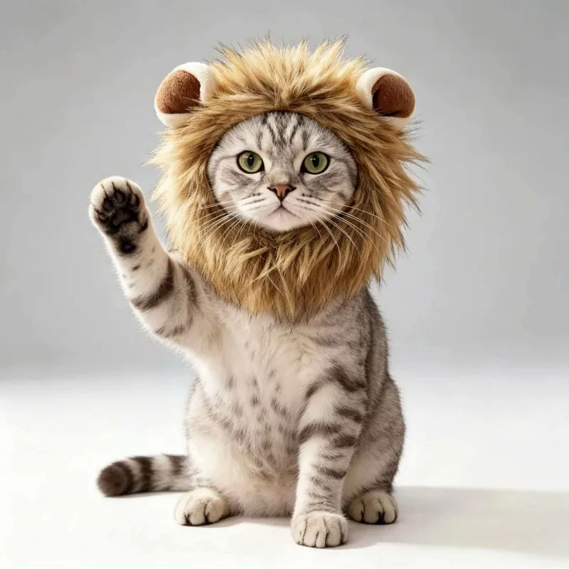 Pet Cat Lion Wig Headgear Rabbit Ears Funny Headgear Halloween Dress Up Hat Cat Cute Hat view 4