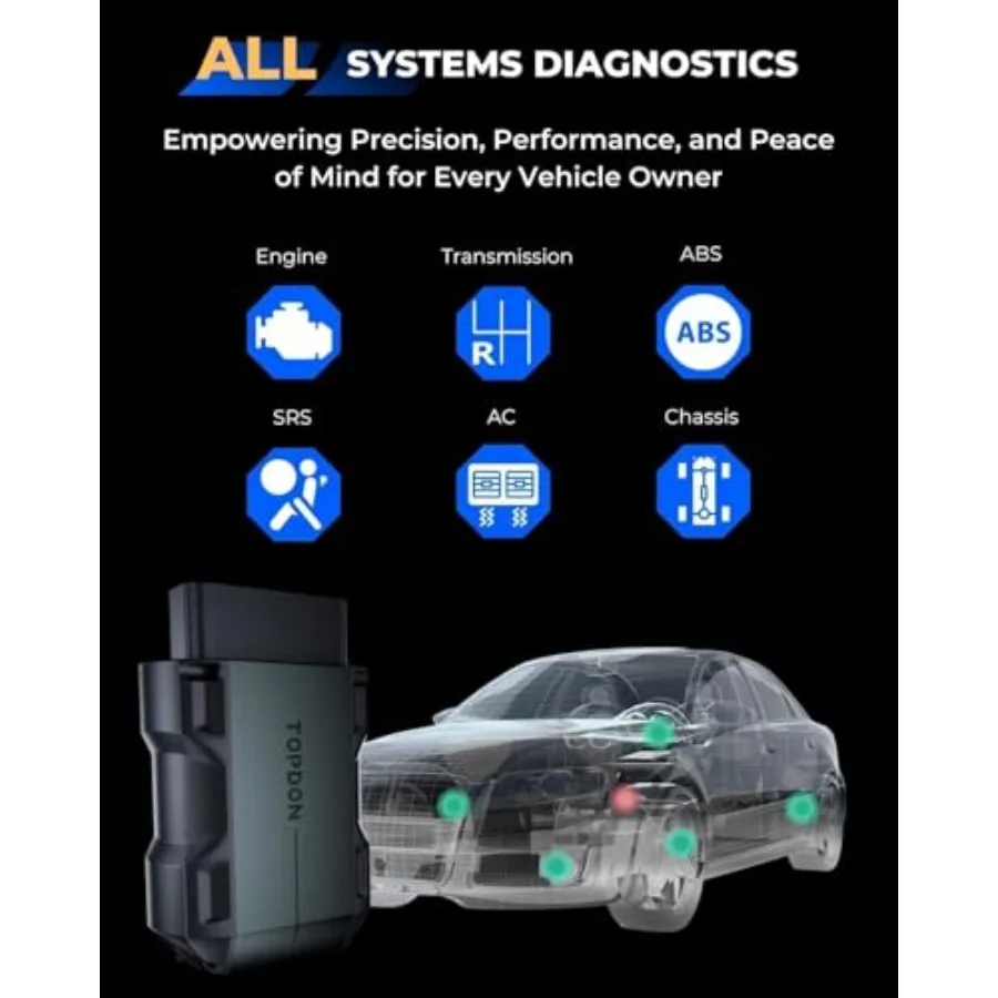 TopScan Pro Wireless OBD2-Scanner Bluetooth für iOS Android Umfassendes Diagnose-Scan-Tool für alle Autosysteme mit