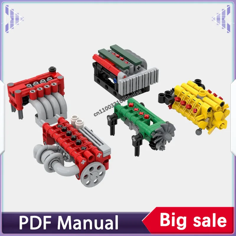 

4 Cylinder V8 Diesel Engine MOC Building Blocks Mechanical Model DIY Assembly Bricks Kit For Hobby Collection Display