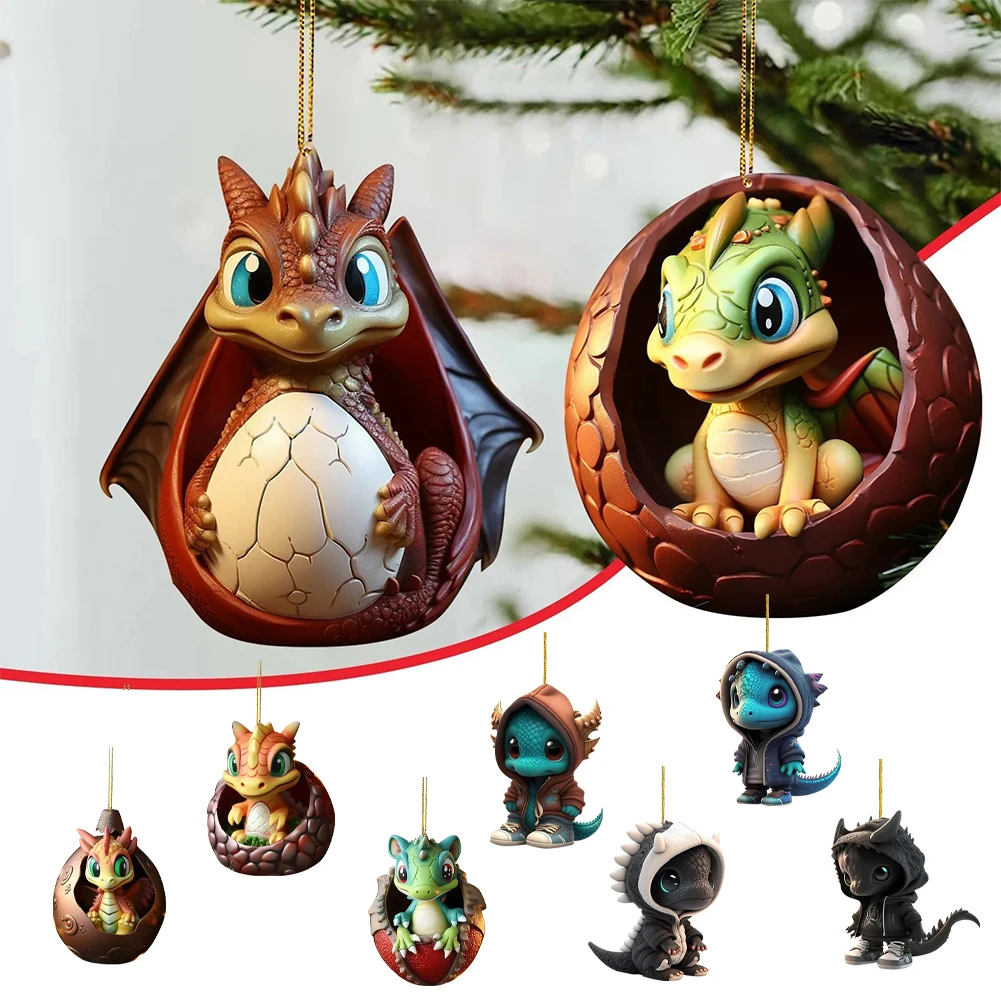 Christmas Dragon Egg Tree Pendant Novelty Dragon Egg Decoration Cute Dragon Statue Realistic for Home and Car Decoration