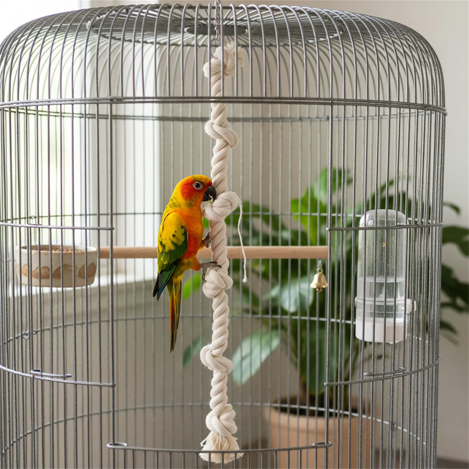 Papageien-Kletterseil aus Baumwolle, Vogelspielzeug, Vogelstation, Vogelrahmen, Vogelkäfig, spezielles Baumwollseil, Flügel-Stehspielzeug – Detail 4