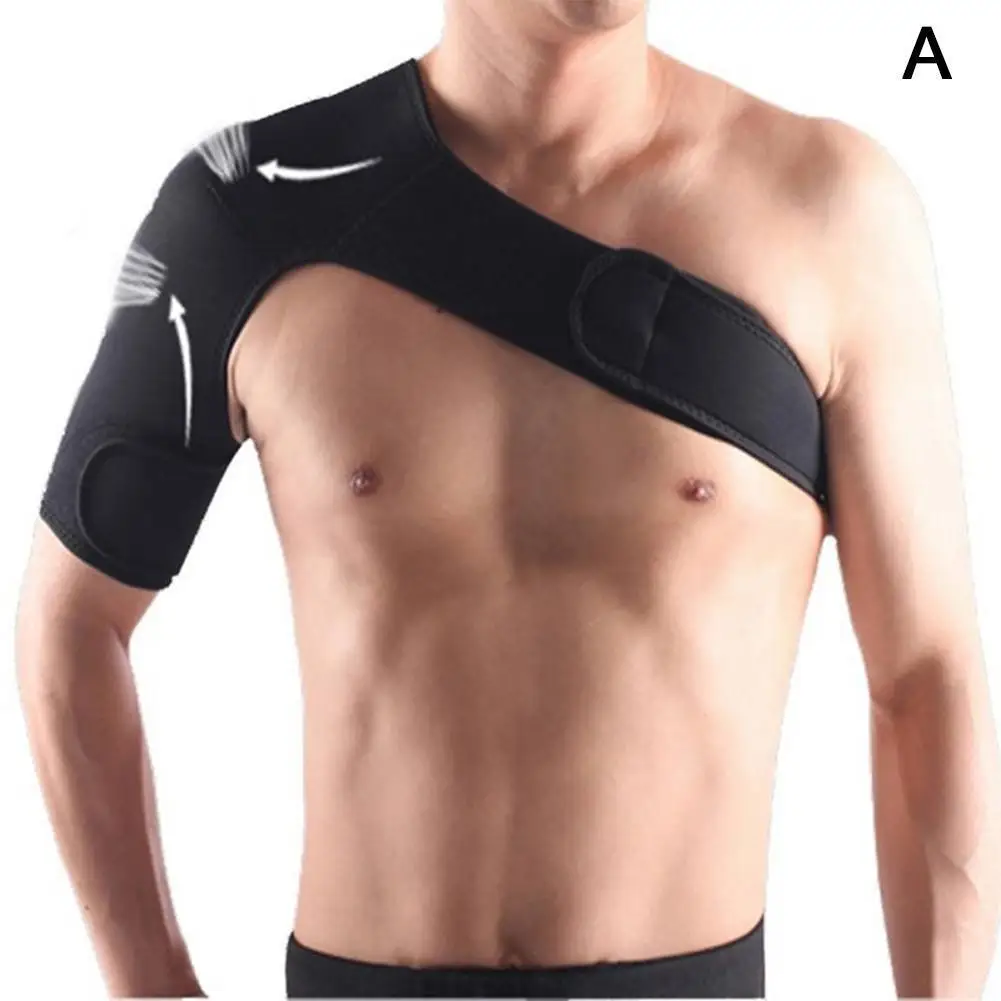 

1pcs Adjustable Gym Sports Care Single Shoulder Support Back Brace Guard Strap Wrap Belt Band Pads Black Bandage Men & Women