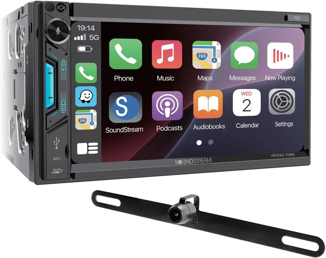 

7" Wireless Apple CarPlay & Android Auto Double Din Car Stereo with HD Touchscreen, Bluetooth, USB/microSD, Backup Camera