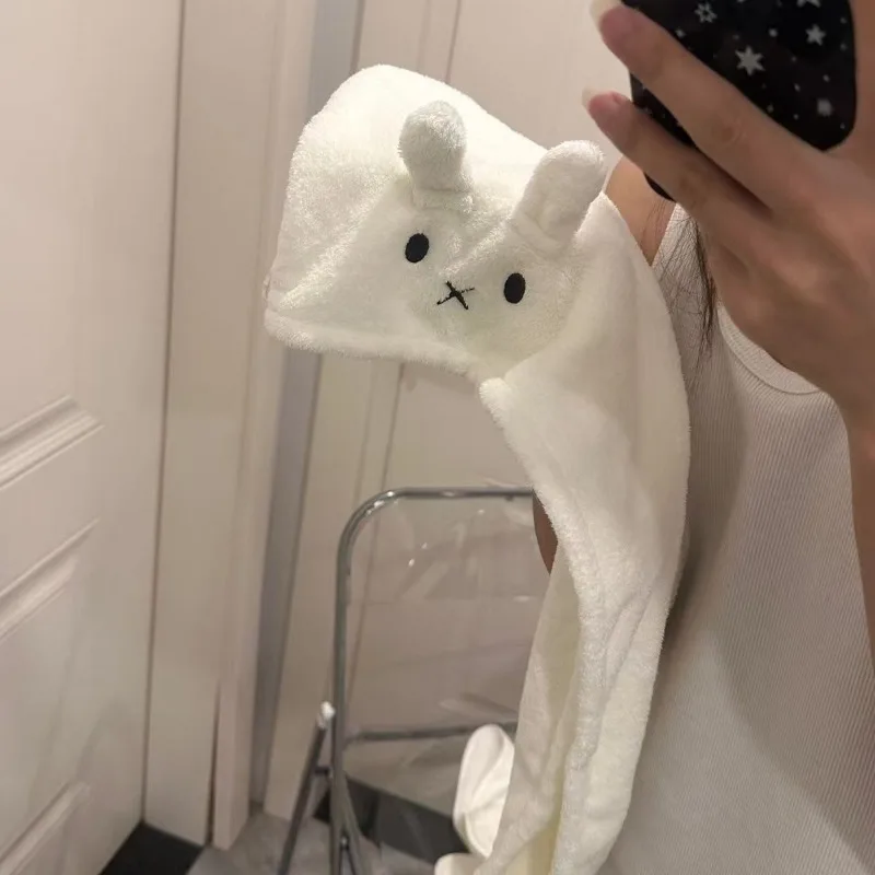 

Горячая мультяшная серия Miffy, шапочка для сушки волос для девочек, милое креативное полотенце из кораллового флиса, быстросохнущее после впитывания воды