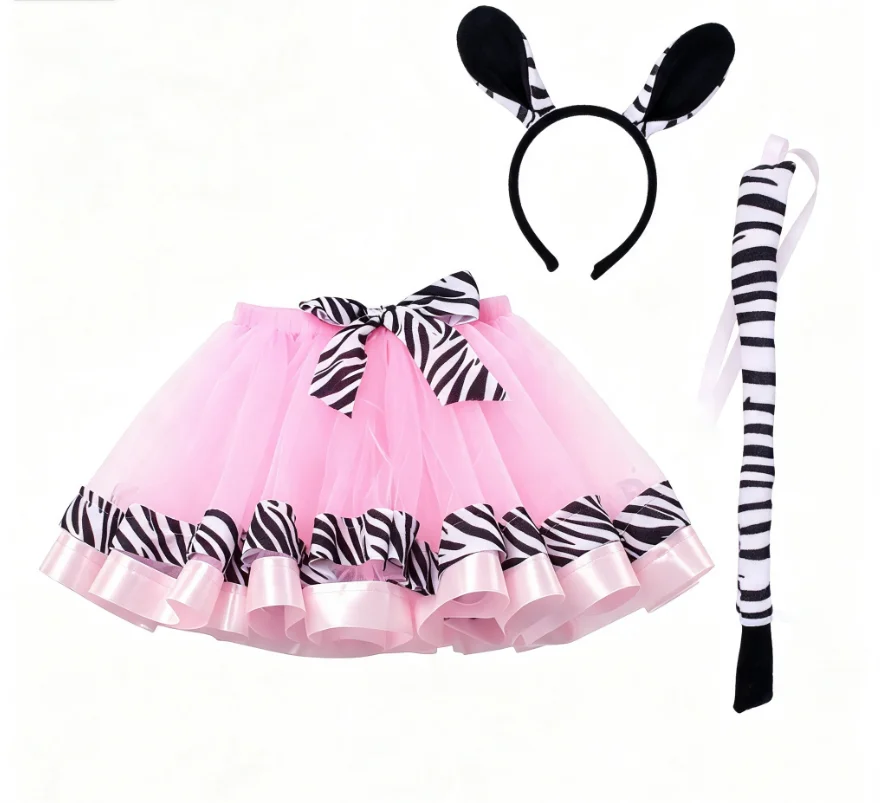 Girl Cartoon Animal Series Double Layer Tutu Skirt With Accessories Halloween Birthday Party Role Play Stage Performance Outfit