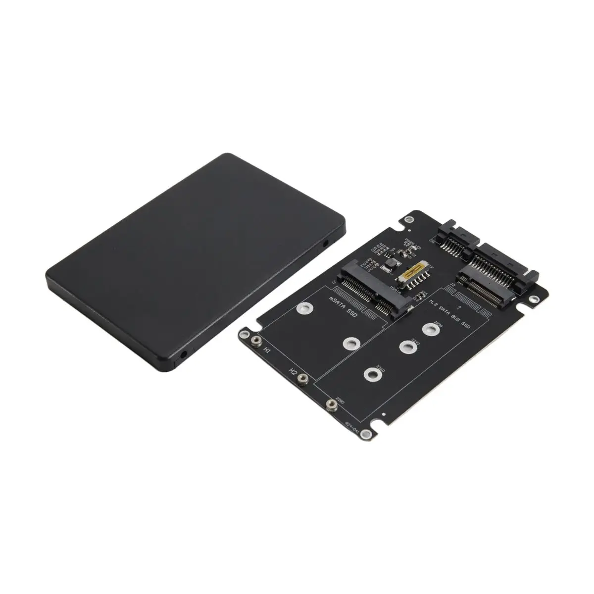 A59E 2 in 1 Combine M.2 NGFF Key B & MSATA SSD to 2.5 SATA3 Adapter with Plastic Enclosure SSD Case Box