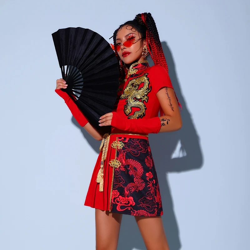 2025 chinesischen stil Neue Frauen Jazz Dance Performance Kostüm Weibliche Halloween Party Set Mädchen Team KPOP Straße Outfits XH1083