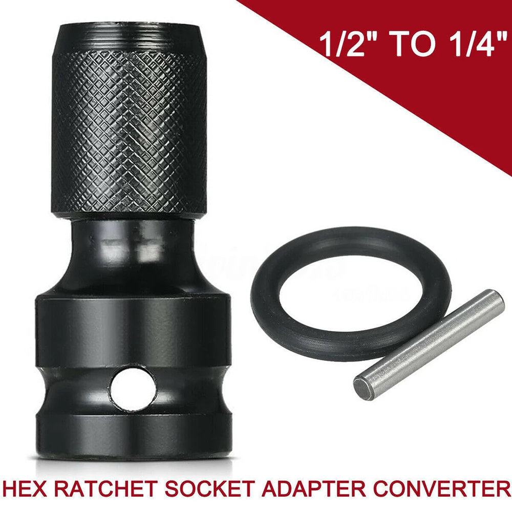 Impact Wrench Adapter Converter Ratchet Tool Drive Sleeve Female to Female Quick Release Impact 1/2" to 1/4" HEX Quick Change