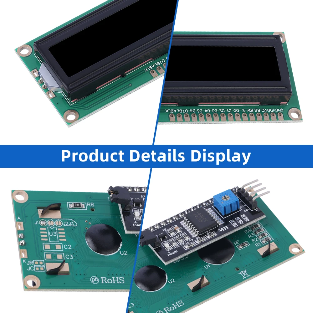 러시아어 BTN 블랙 필름 화이트 IIC 어댑터 보드, IIC12C 인터페이스, 5V 80x36x11mm 디스플레이 모듈, ST7066U 문자 모듈, 1602A