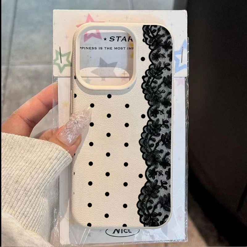 Black Lace Lichee Leather Pattern Phone Case for Samsung A57 A36 A26 A07 A55 A35 A16 A06 A54 A34 A25 A24 A15 A14 A05S A05 4G 5G