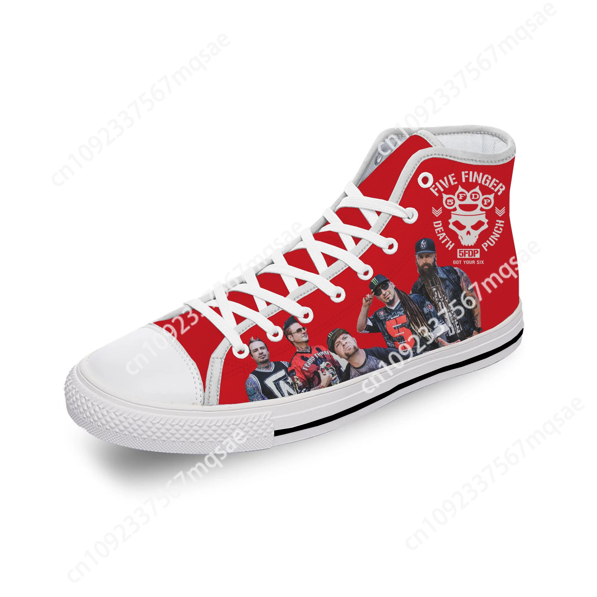 Five Finger Death Punch High Top Sneakers Mens Womens Teenager Casual Shoes Canvas White Cosplay Breathable Lightweight shoe