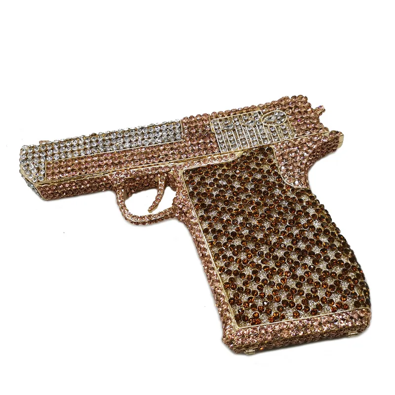 

Diamond-encrusted Dinner Pistol-shaped Diamond Clutch Bag Fashionable Personality Full Of Diamond Women's Bags Bolsas Grife Luxo