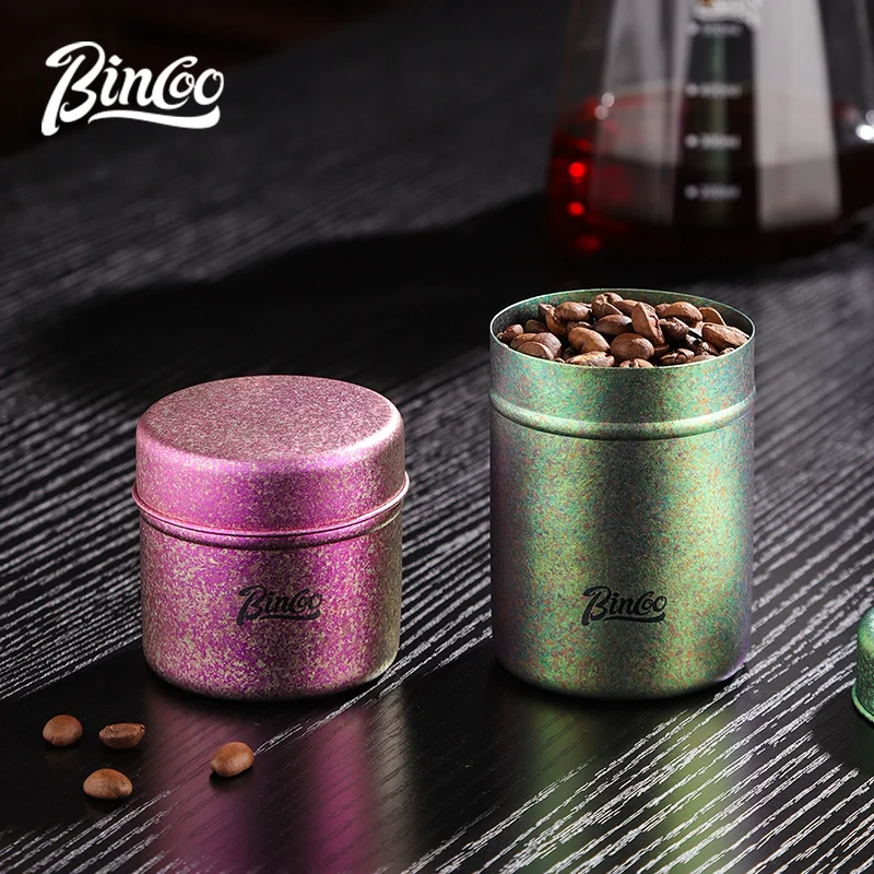 Bincoo Pure Titanium Coffee Canister, Airtight Ultralight Coffee Bean Storage Container, Portable Sealed Jar for Camping Travel,