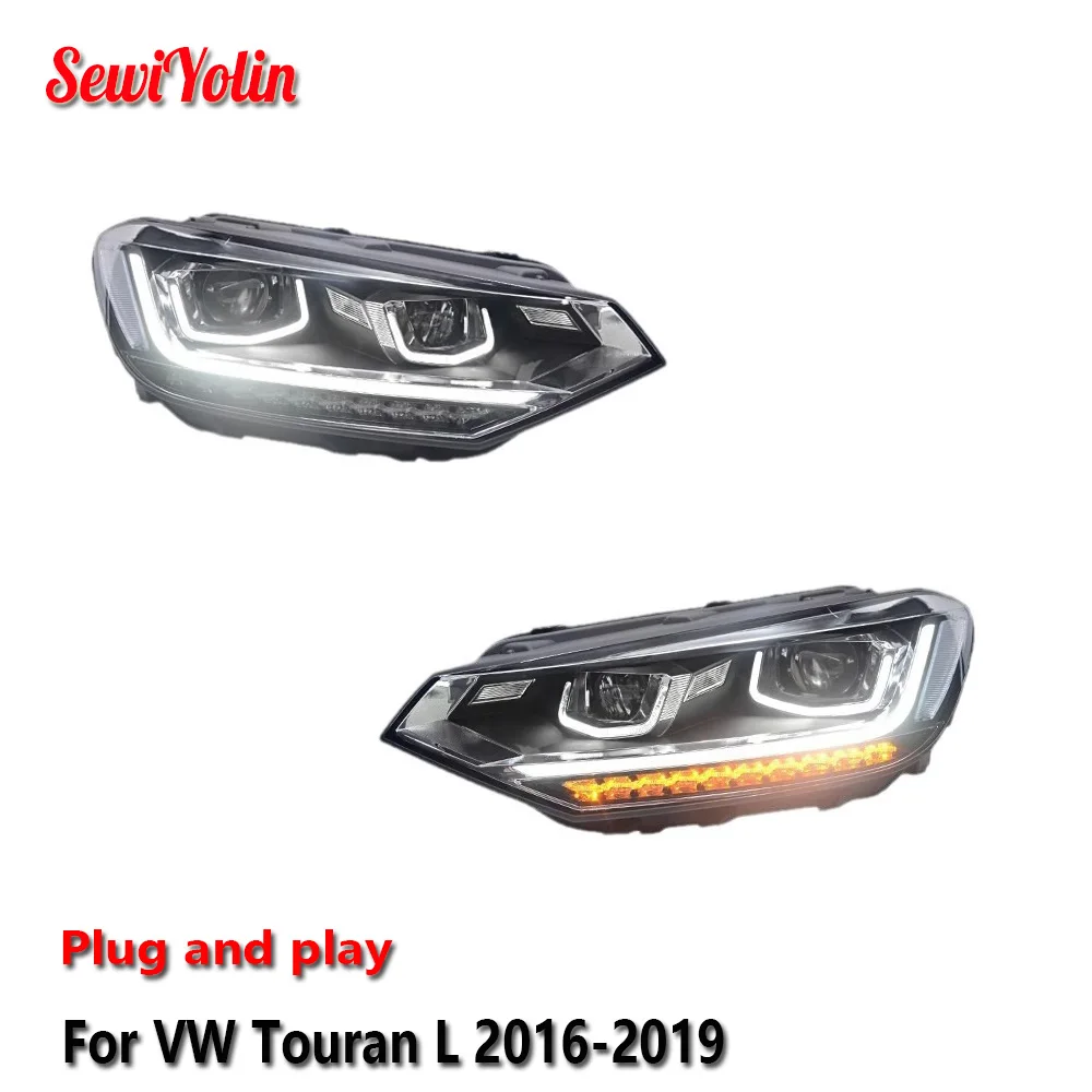 Car LED Headlight Light Assemblies For VW Touran L 2016-2019 Auto Fog DRL Brake Turn Signal Lamp Plug and Play