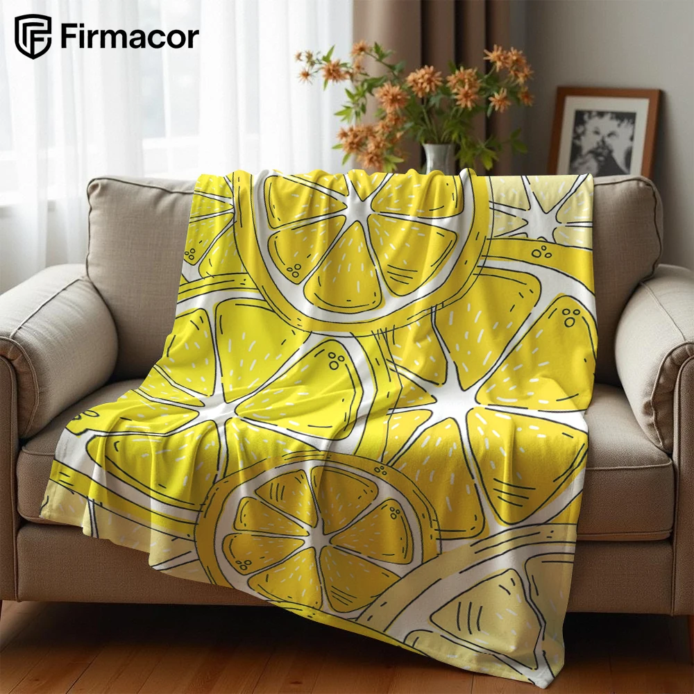 Lemon Slices Lightweight Microfiber Soft Christmas Fleece Blanket Warm Cozy Throw for Bed Sofa Office Travel All Season