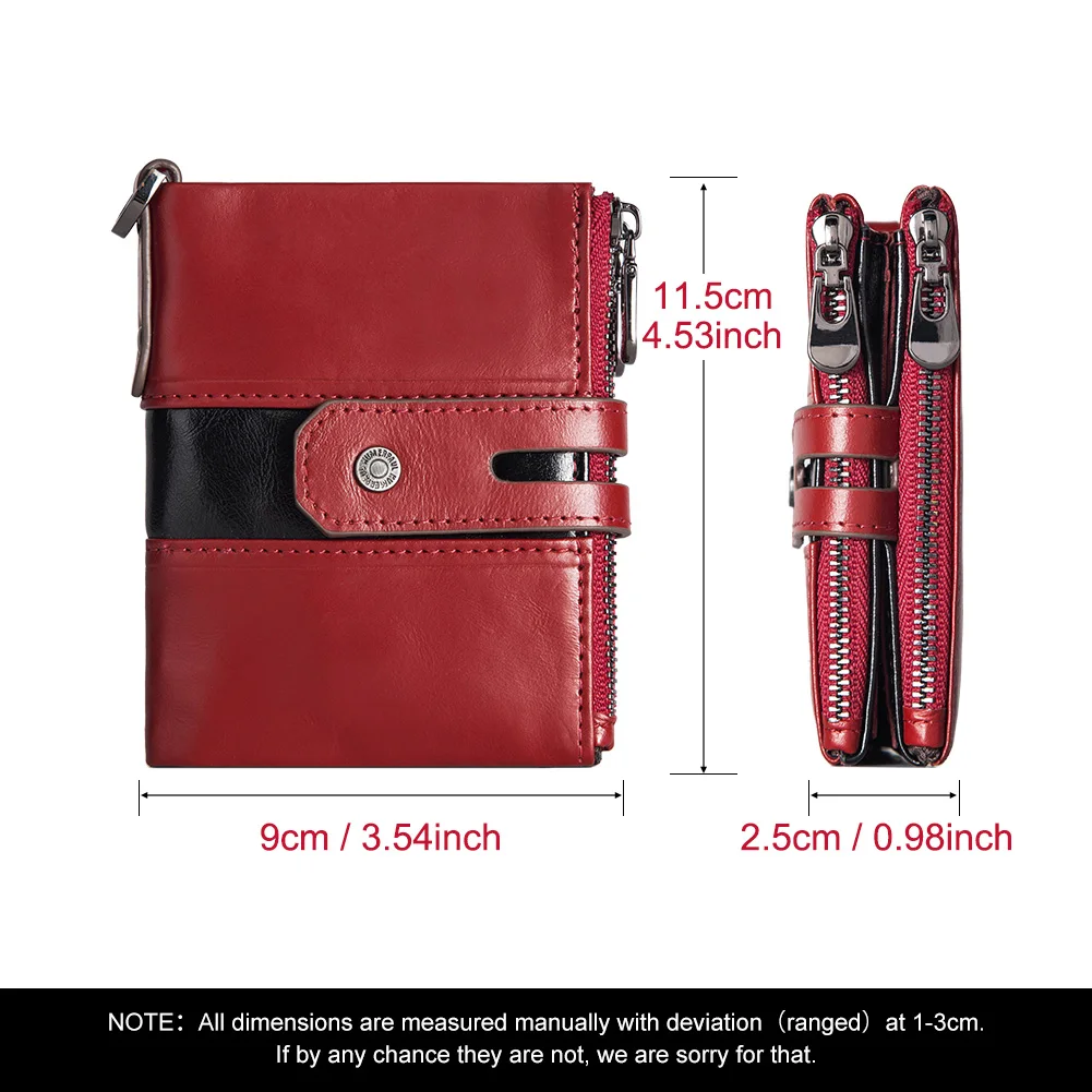 KAVIS 100%Genuine Leather Wallet For Men Original Super Value Senior Card Holder Purse With Chain Durable Zipper Coin Purse RFID
