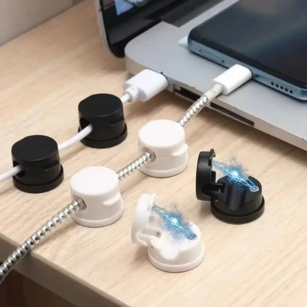 3 قطعة ترتيب الأسلاك منظم الكابلات المغناطيسي لاصق قابل للتعديل إدارة الكبلات تدوير حامل الحبل تحت المكتب #3